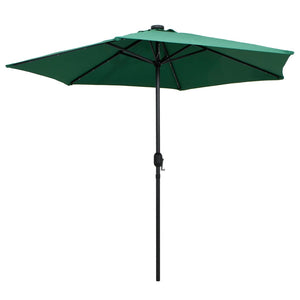 vidaXL Garden Parasol with LED Lights and Aluminium Pole 270 cm Green