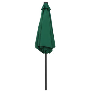 vidaXL Garden Parasol with LED Lights and Aluminium Pole 270 cm Green