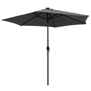 vidaXL Parasol with LED Lights and Aluminium Pole 270 cm Anthracite