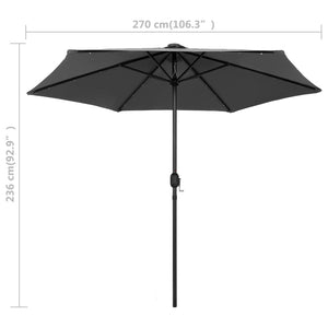 vidaXL Parasol with LED Lights and Aluminium Pole 270 cm Anthracite