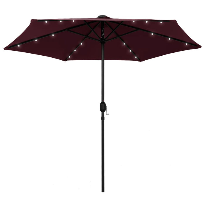 vidaXL Parasol with LED Lights and Aluminium Pole 270 cm Bordeaux Red