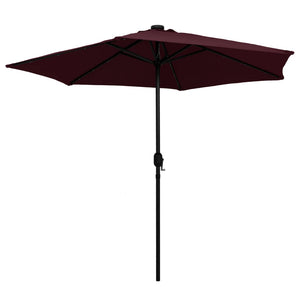 vidaXL Parasol with LED Lights and Aluminium Pole 270 cm Bordeaux Red