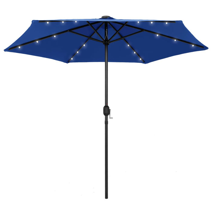 vidaXL Parasol with LED Lights and Aluminium Pole 270 cm Azure Blue