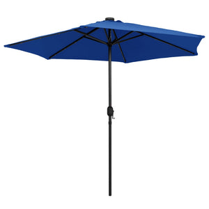 vidaXL Parasol with LED Lights and Aluminium Pole 270 cm Azure Blue