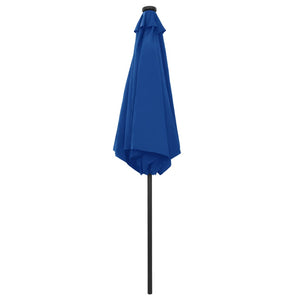 vidaXL Parasol with LED Lights and Aluminium Pole 270 cm Azure Blue