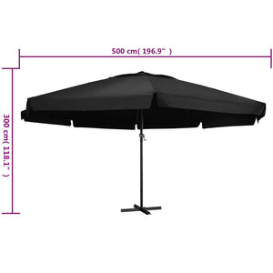 vidaXL Outdoor Parasol with Aluminium Pole 500 cm Black