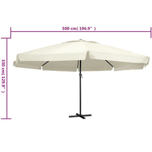 vidaXL Outdoor Parasol with Aluminium Pole 600 cm Sand White