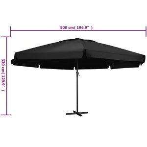 vidaXL Outdoor Parasol with Aluminium Pole 600 cm Black