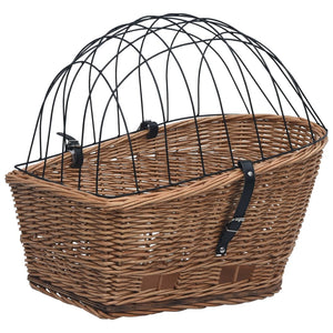 vidaXL Bike Rear Basket with Cover 55x31x36 cm Natural Willow