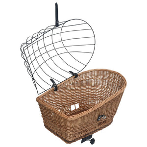 vidaXL Bike Rear Basket with Cover 55x31x36 cm Natural Willow