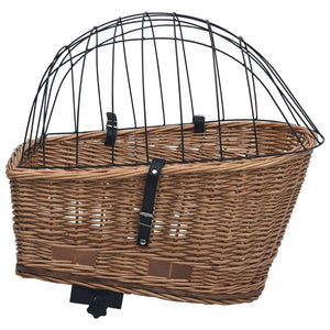 vidaXL Bike Rear Basket with Cover 55x31x36 cm Natural Willow