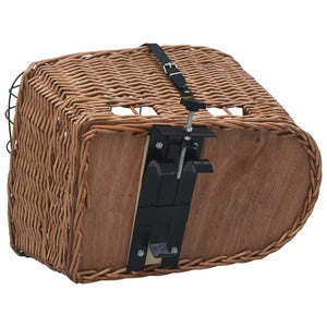 vidaXL Bike Rear Basket with Cover 55x31x36 cm Natural Willow