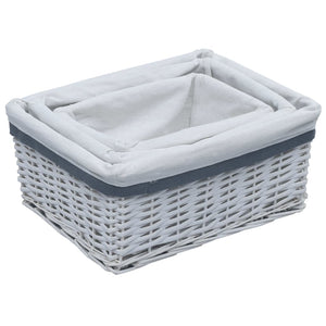 vidaXL 3 Piece Nesting Basket Set White Willow