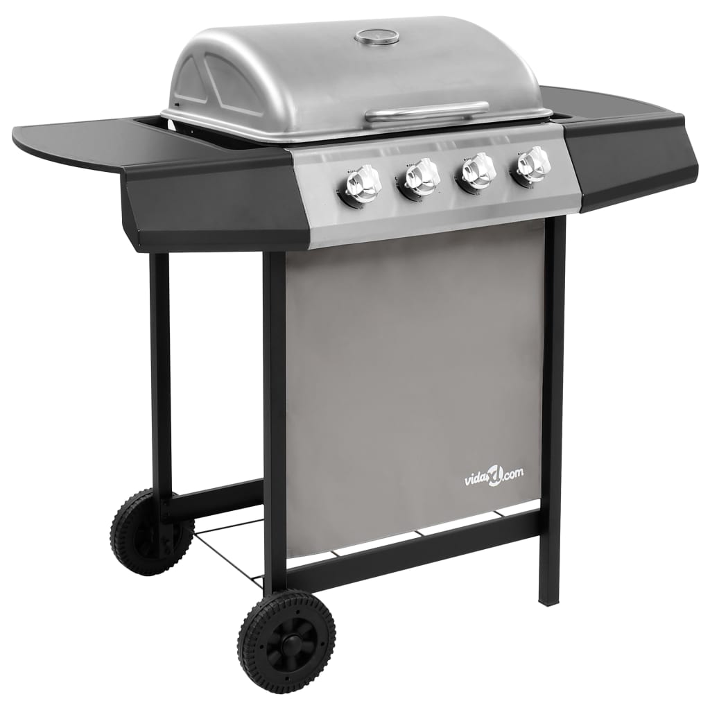 vidaXL Gas BBQ Grill with 4 Burners Black and Silver (FR/BE/IT/UK/NL only)