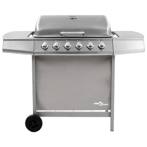 vidaXL Gas BBQ Grill with 6 Burners Silver (FR/BE/IT/UK/NL only)