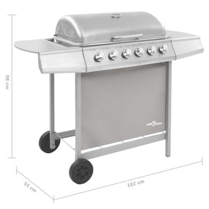 vidaXL Gas BBQ Grill with 6 Burners Silver (FR/BE/IT/UK/NL only)