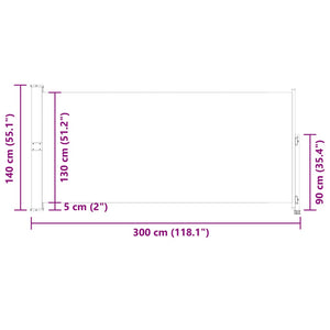 vidaXL Patio Retractable Side Awning 140 x 300 cm Brown