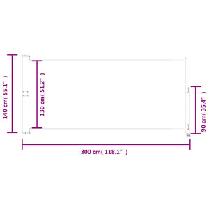 vidaXL Patio Retractable Side Awning 140 x 300 cm Red