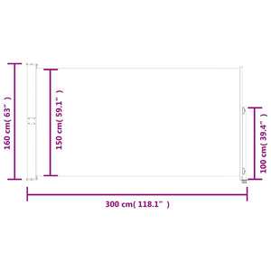 vidaXL Patio Retractable Side Awning 160x300 cm Brown