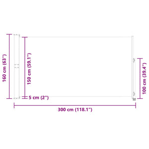 vidaXL Patio Retractable Side Awning 160x300 cm Blue