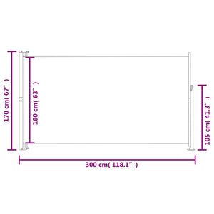 vidaXL Patio Retractable Side Awning 170x300 cm Red