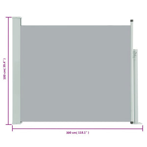 vidaXL Patio Retractable Side Awning 100x300 cm Grey