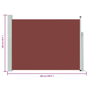 vidaXL Patio Retractable Side Awning 100x500 cm Brown