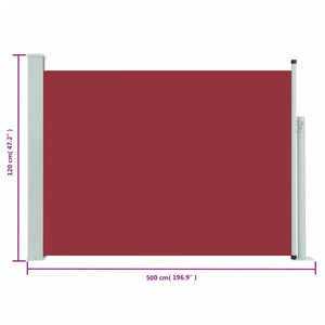 vidaXL Patio Retractable Side Awning 120x500 cm Red