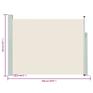 vidaXL Patio Retractable Side Awning 140x500 cm Cream