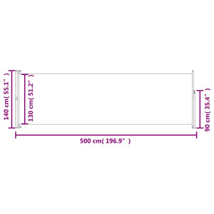 vidaXL Patio Retractable Side Awning 140x500 cm Grey