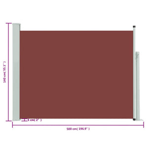 vidaXL Patio Retractable Side Awning 140x500 cm Brown