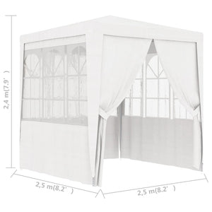 vidaXL Professional Party Tent with Side Walls 2.5x2.5 m White 90 g/m²