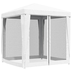 vidaXL Party Tent with 4 Mesh Sidewalls 2x2 m White