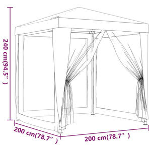 vidaXL Party Tent with 4 Mesh Sidewalls 2x2 m White