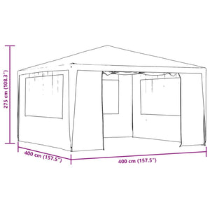 vidaXL Professional Party Tent with Side Walls 4x4 m White 90 g/m?