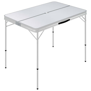 vidaXL Folding Camping Table with 2 Benches Aluminium White