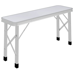 vidaXL Folding Camping Table with 2 Benches Aluminium White