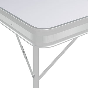 vidaXL Folding Camping Table with 2 Benches Aluminium White