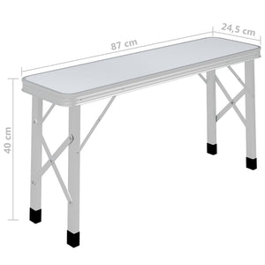 vidaXL Folding Camping Table with 2 Benches Aluminium White