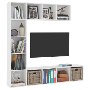 vidaXL 3 Piece Book/TV Cabinet Set White 180x30x180 cm