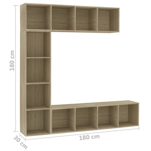 vidaXL 3 Piece Book/TV Cabinet Set Sonoma Oak 180x30x180 cm