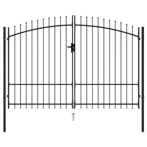 vidaXL Fence Gate Double Door with Spike Top Steel 3x2 m Black