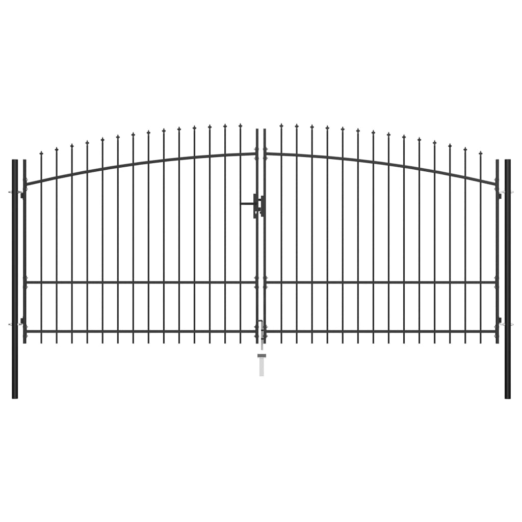 vidaXL Double Door Fence Gate with Spear Top 400x225 cm