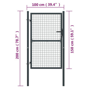 vidaXL Mesh Garden Gate Galvanised Steel 100x200 cm Grey