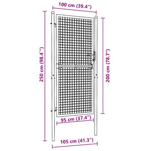 vidaXL Mesh Garden Gate Galvanised Steel 100x250 cm Grey