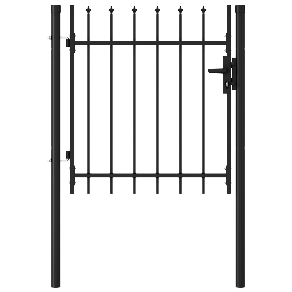 vidaXL Fence Gate Single Door with Spike Top Steel 1x1 m Black