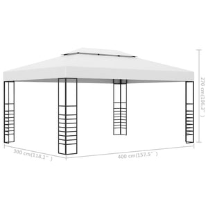 vidaXL Garden Gazebo Powder-Coated Steel 4x3x2.7 m White