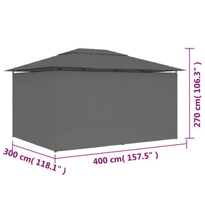 vidaXL Garden Marquee with Curtains 4x3 m Anthracite