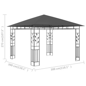 vidaXL Gazebo with Mosquito Net 3x3x2.73 m Anthracite 180 g/m²