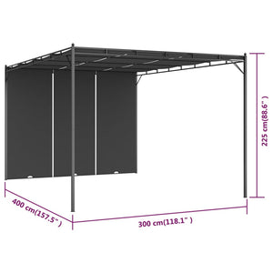 vidaXL Garden Gazebo with Side Curtain 4x3x2.25 m Anthracite